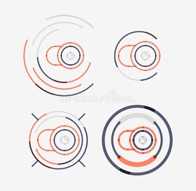 Thin line neat design logo set, camera concept vector illustration