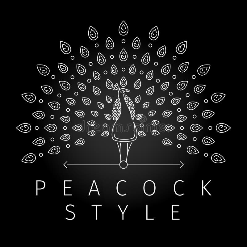 Thin line peacock logo royalty free illustration