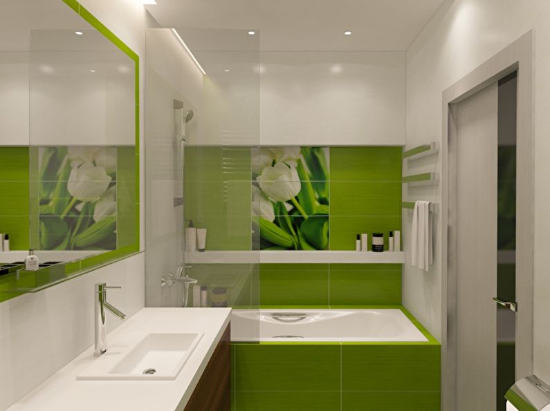 Дизайн ванной комнаты 3 кв.м. в зеленых тонах - фото