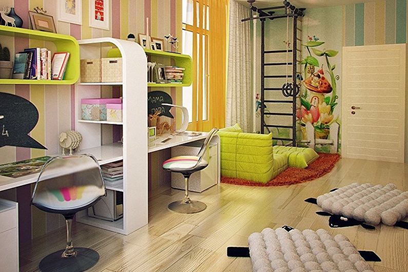 Дизайн детской комнаты для мальчика и девочки - Отделка пола