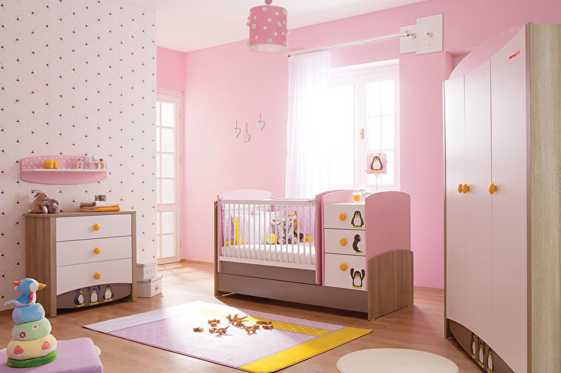 Розовая детская комната для девочки - Дизайн интерьера