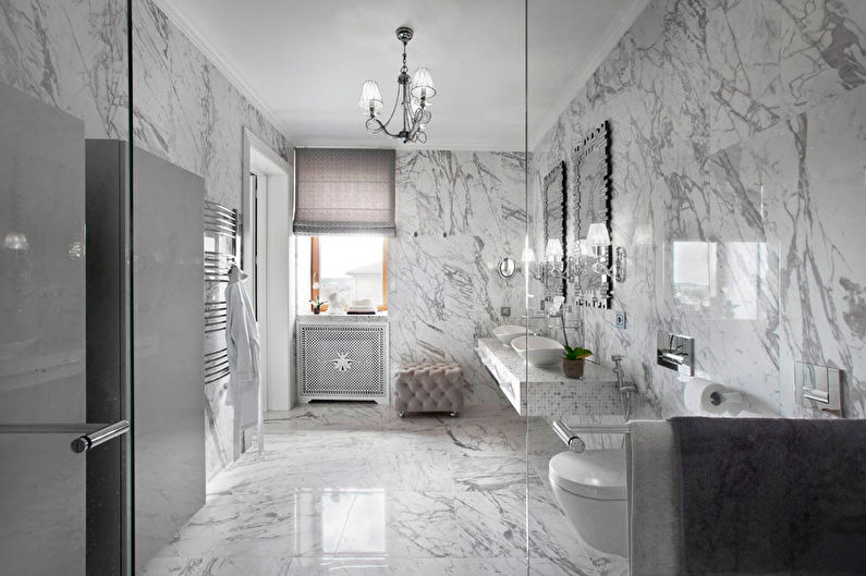 Серая ванная в классическом стиле - Дизайн интерьера