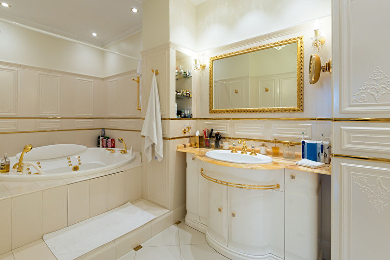 Дизайн интерьера ванной комнаты в классическом стиле - фото