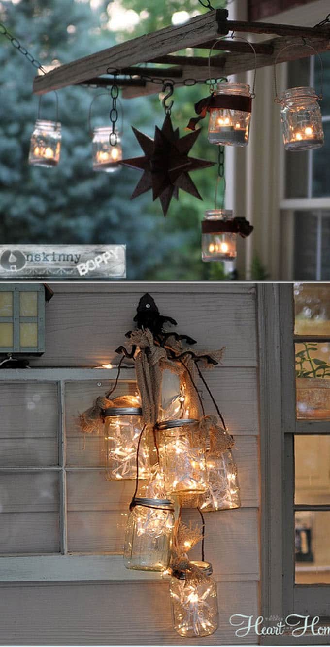 Amazing collection of 28 stunning yet easy DIY outdoor lights! Most can be made in 1 hour, with up-cycled or common materials. So creative and beautiful! - A Piece Of Rainbow
