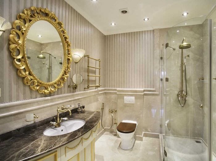 идея красивого интерьера ванной в классическом стиле