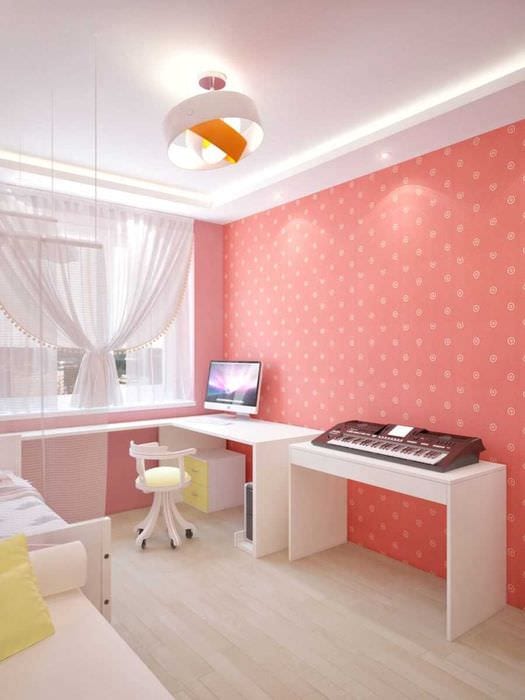 вариант применения розового цвета в красивом интерьере комнате