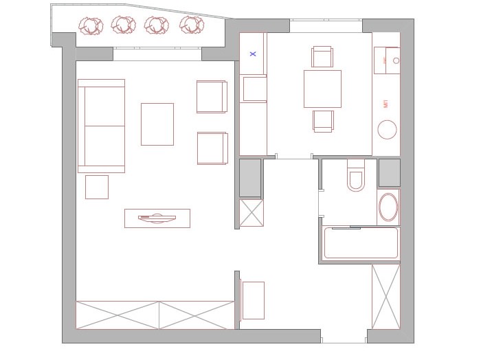 Схема перепланировки однокомнатной квартиры для проживания одного человека