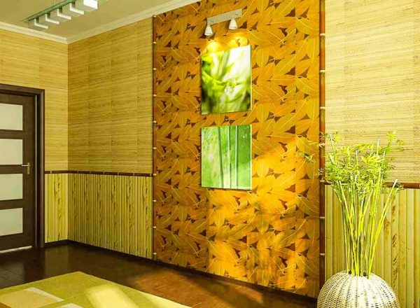 Бамбуковые обои позволяют реализовать даже самый оригинальный дизайн маленького коридора.