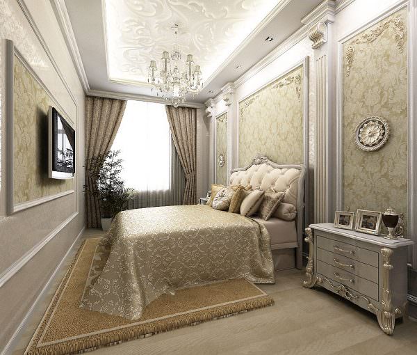 Маленькую спальню можно оформить в дворцовом стиле