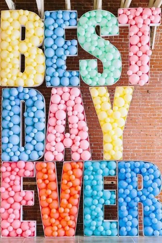 wedding balloon decorations colorful letters best day ever photo backdrop theeventcollectivex